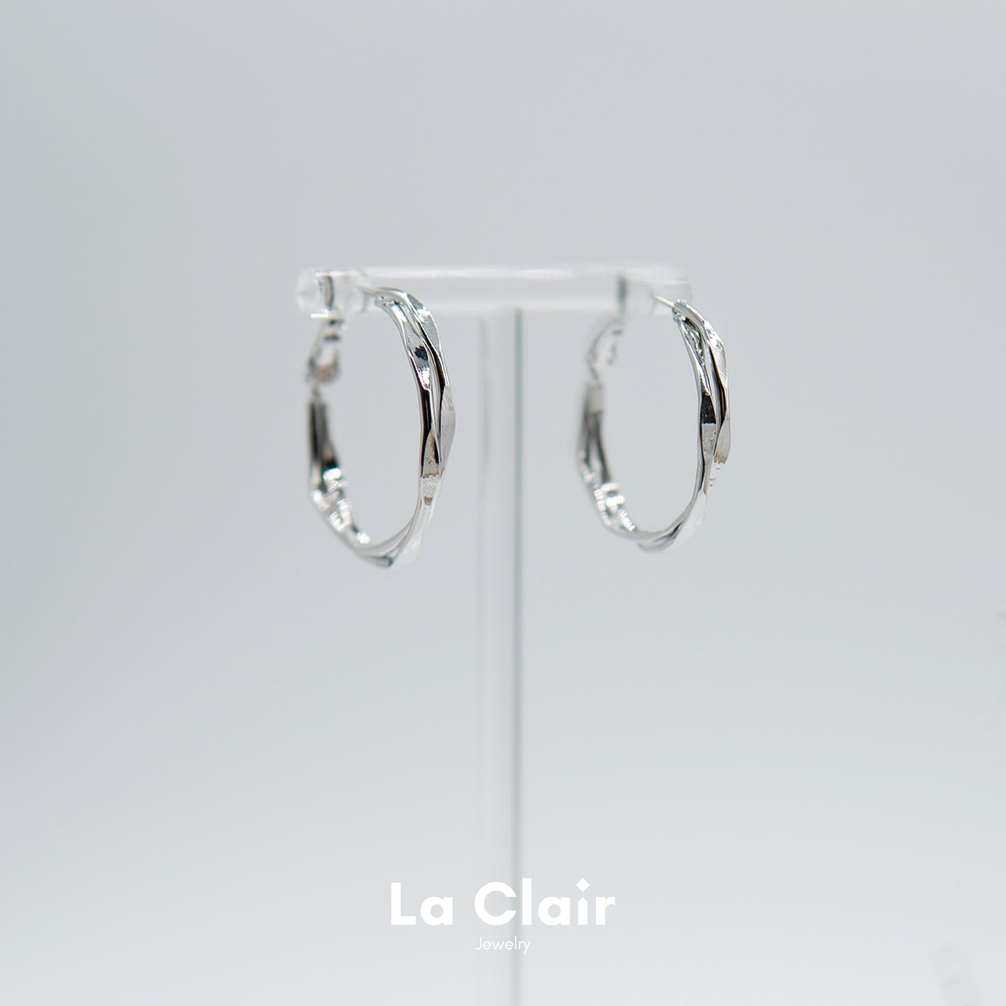 Silver-Plated Metal Hoop Earrings
