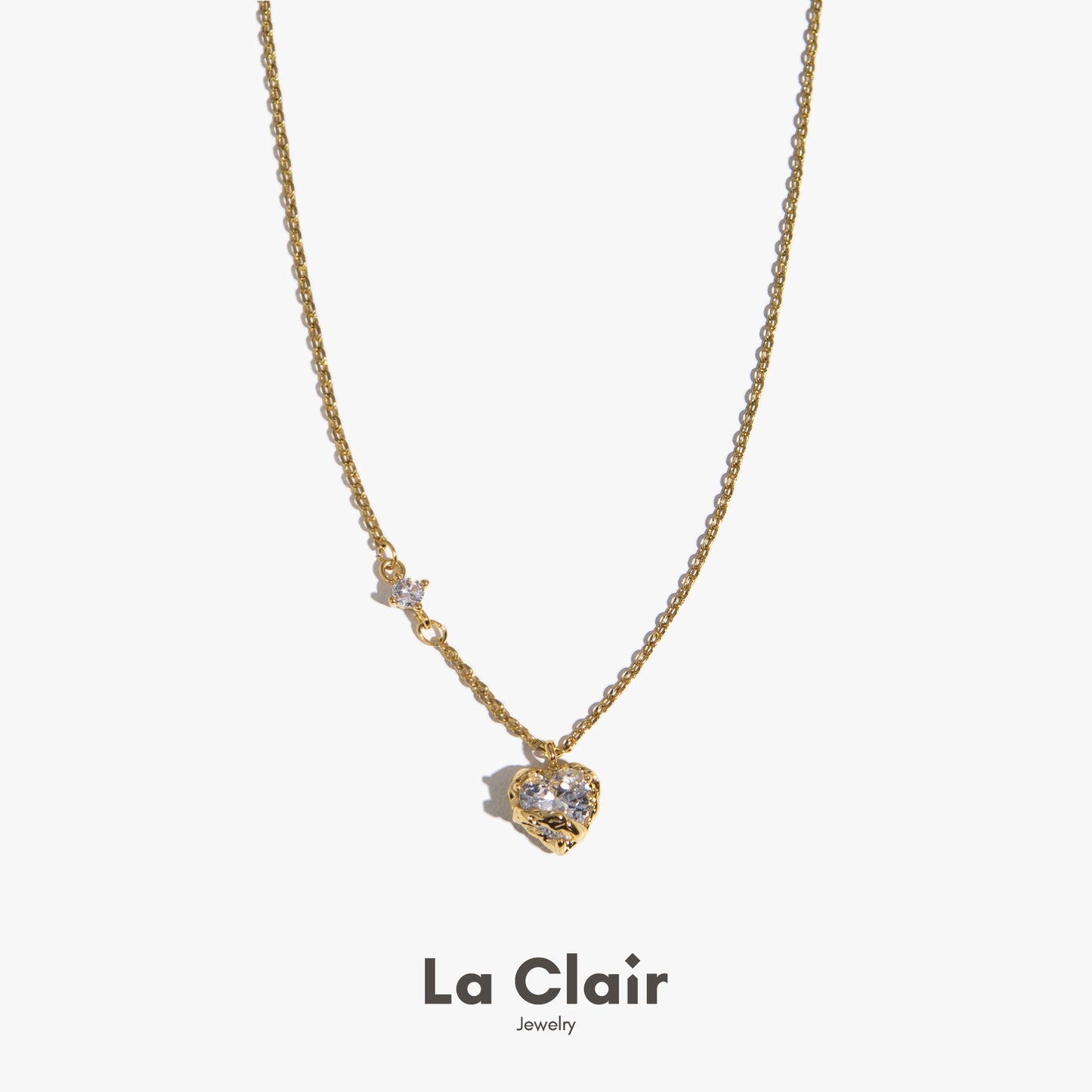 White Zircon Heart Necklace