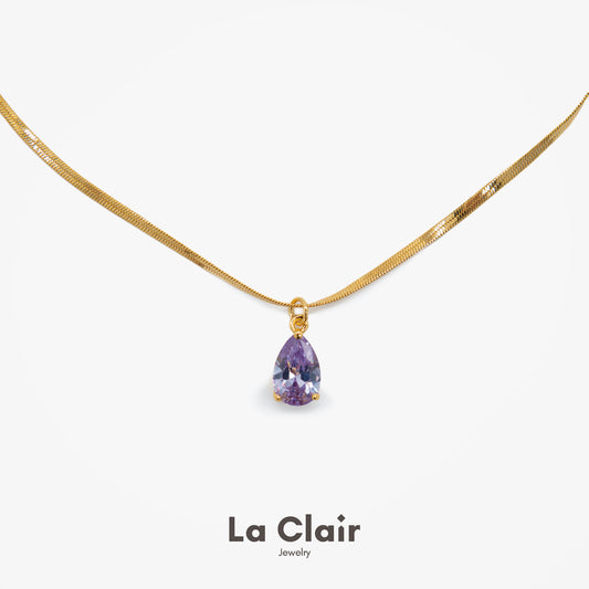 Teardrop Purple Crystal Pendant Necklace