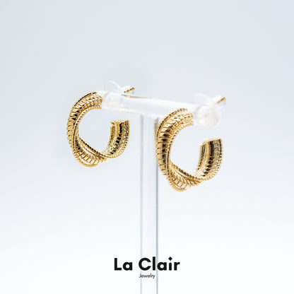 Glamorous Gold Spiral Hoop Earrings