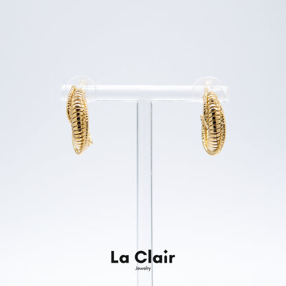 Glamorous Gold Spiral Hoop Earrings