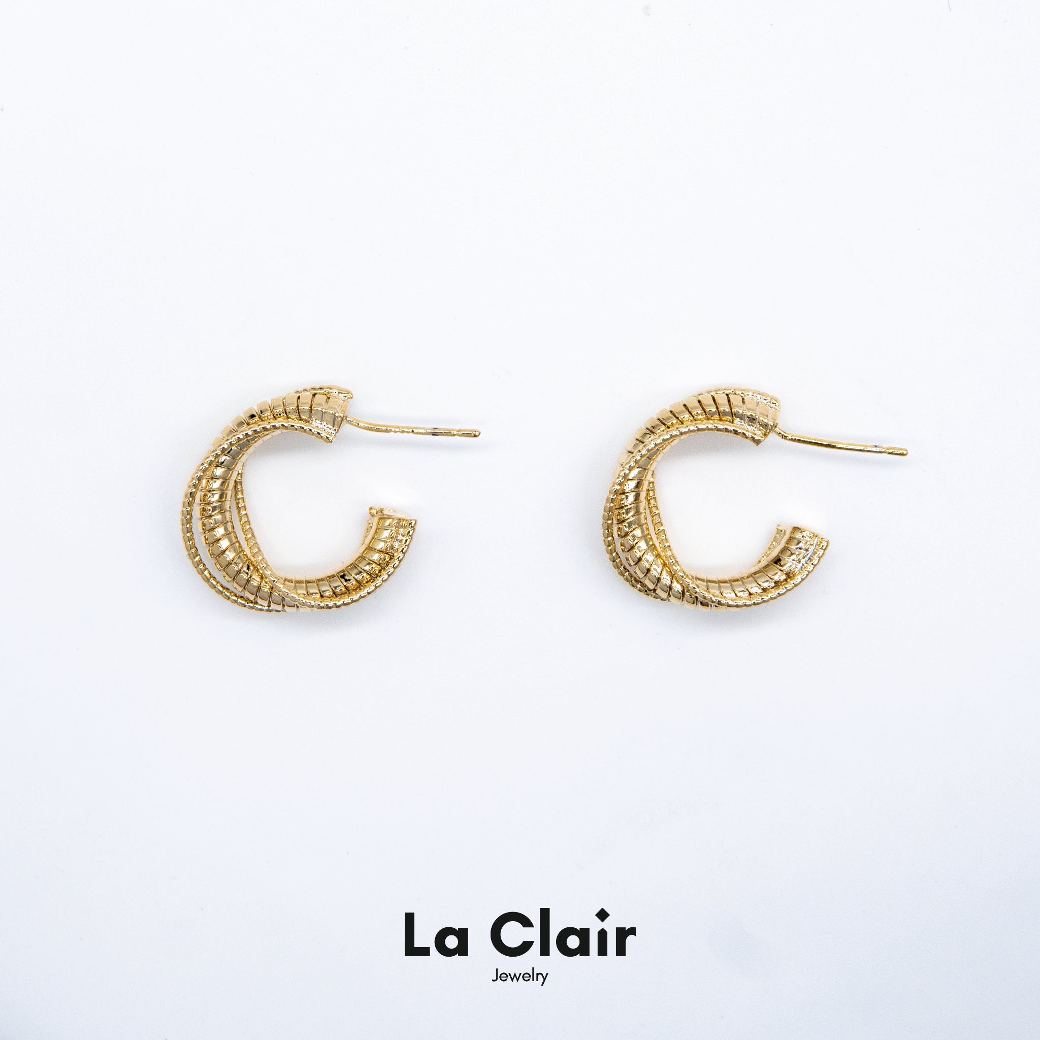 Glamorous Gold Spiral Hoop Earrings