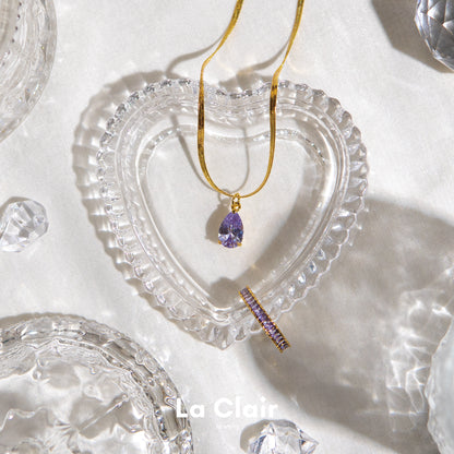 Teardrop Purple Crystal Pendant Necklace