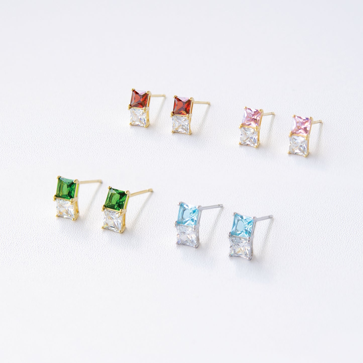Colorful Prism Square Zirconia Studs