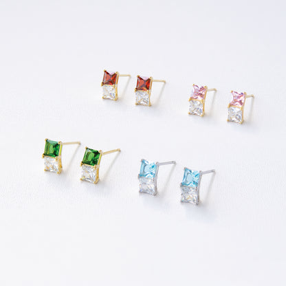 Colorful Prism Square Zirconia Studs