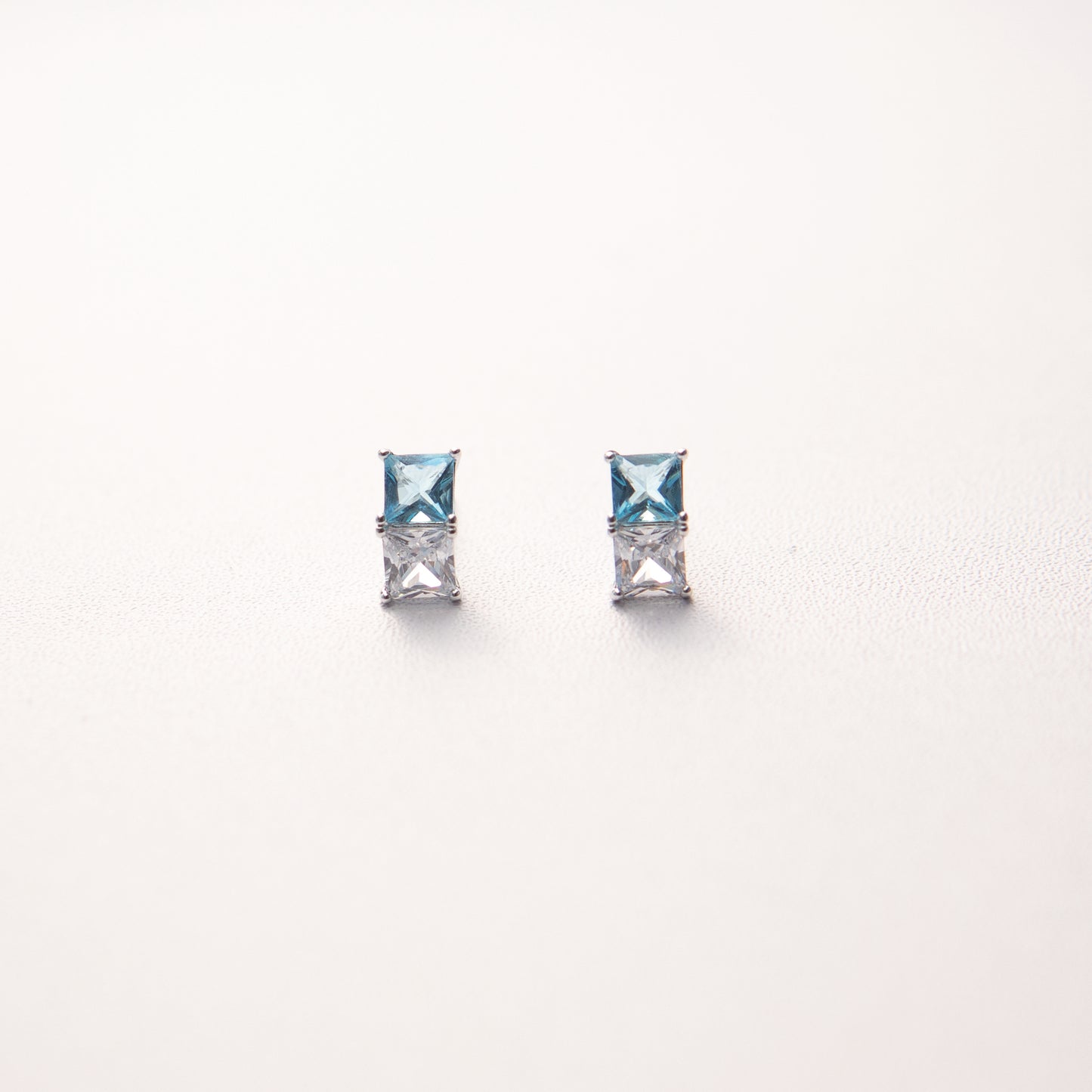 Colorful Prism Square Zirconia Studs_Blue