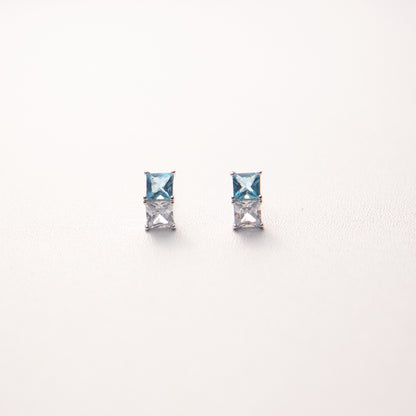 Colorful Prism Square Zirconia Studs_Blue