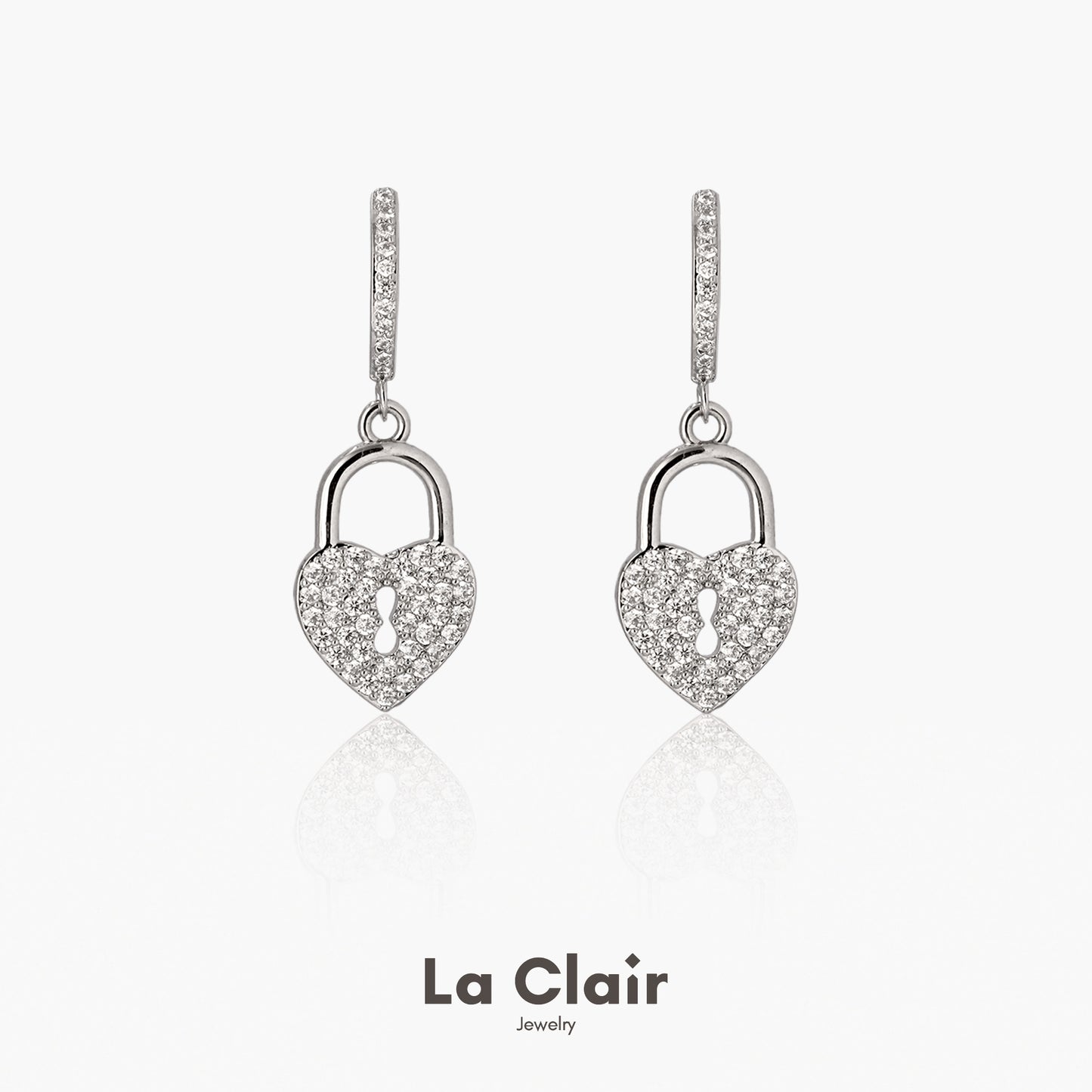 Crystal Heart Lock Hoops