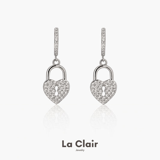 Crystal Heart Lock Hoops