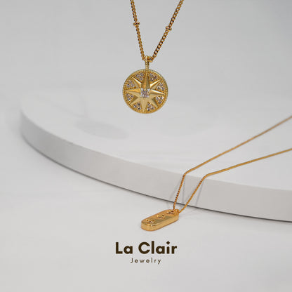 Eight Pointed Star Gold Shiny Necklace