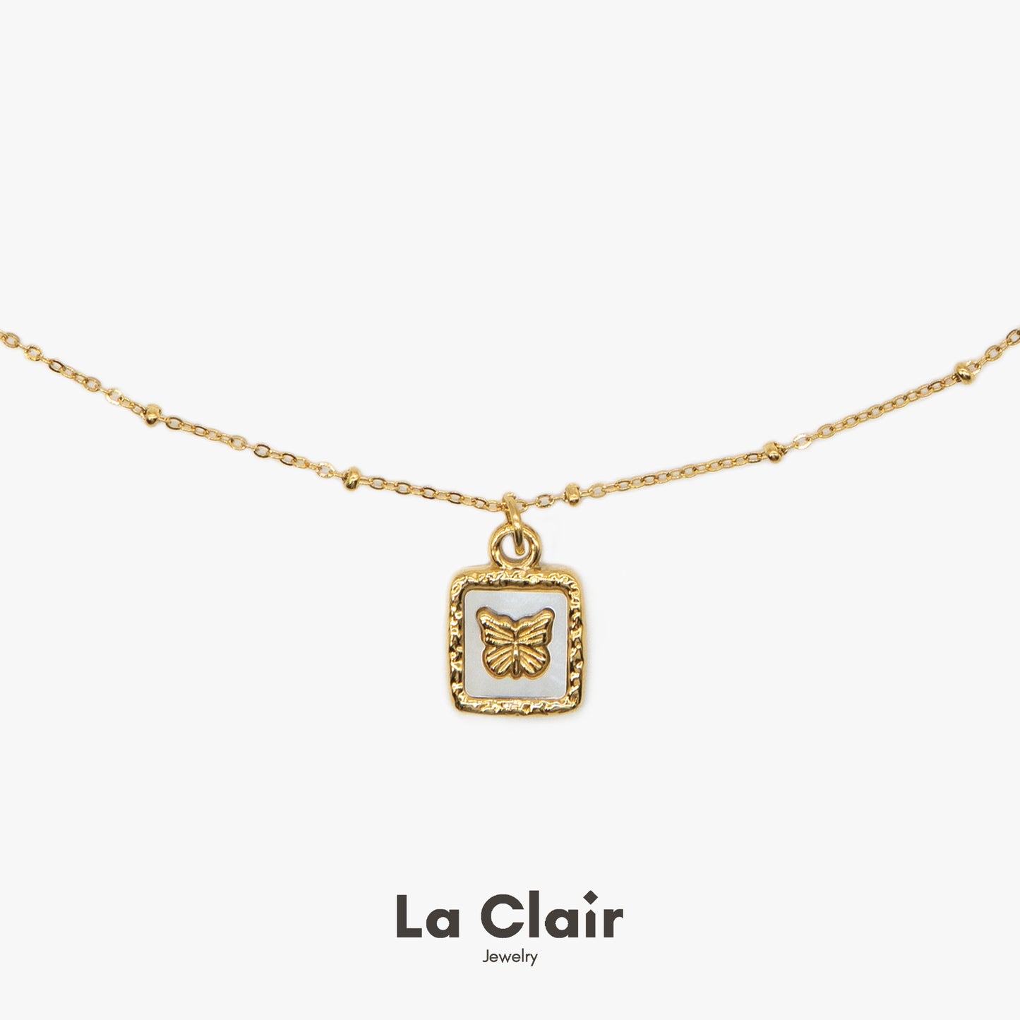 Square Bezel Butterfly Necklace
