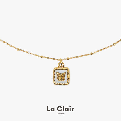 Square Bezel Butterfly Necklace