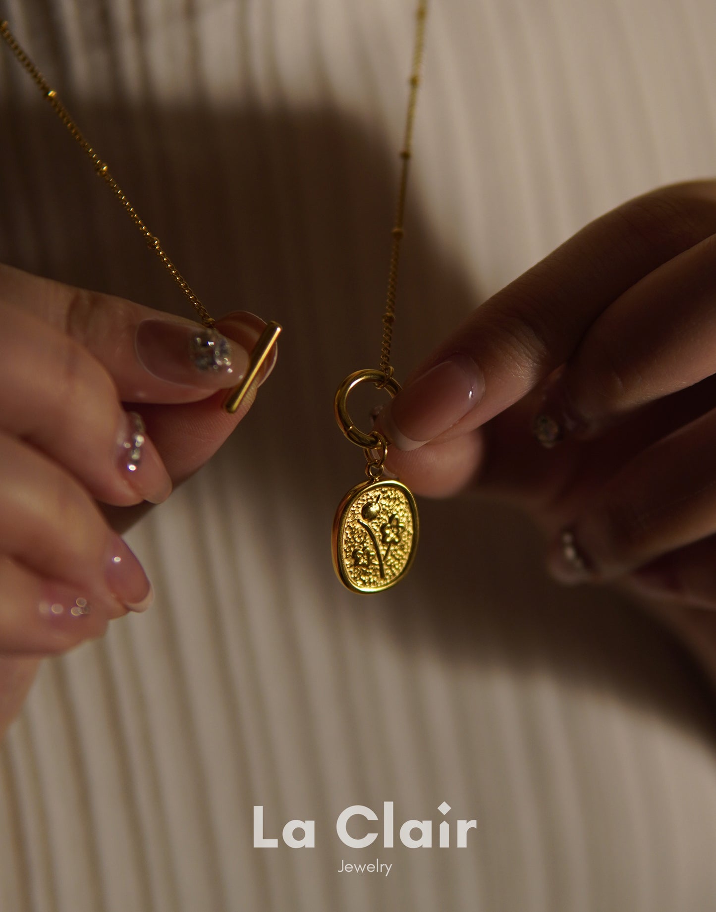 Golden Blossom Oval Pendant Necklace