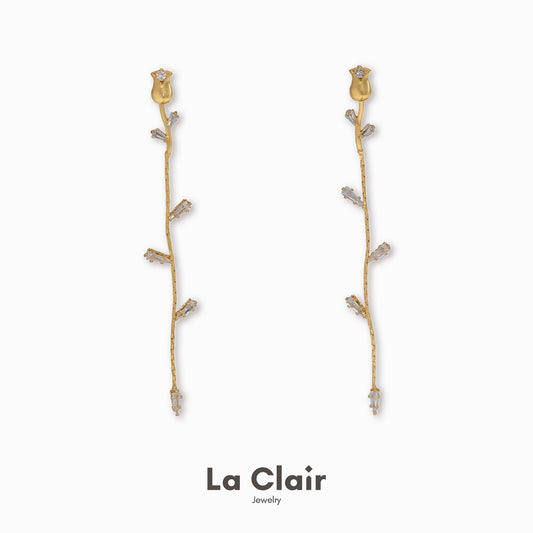 Golden Rose Tassel Studs