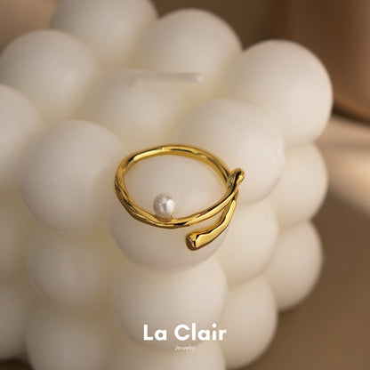 Golden Serenity Pearl Crossover Ring_2