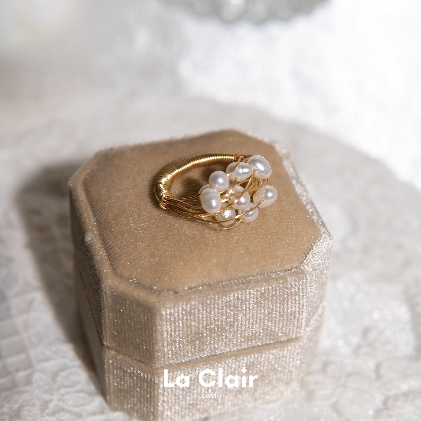 Hand-Woven Wire Ring with Pearl
