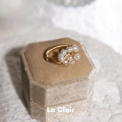 Hand-Woven Wire Ring with Pearl