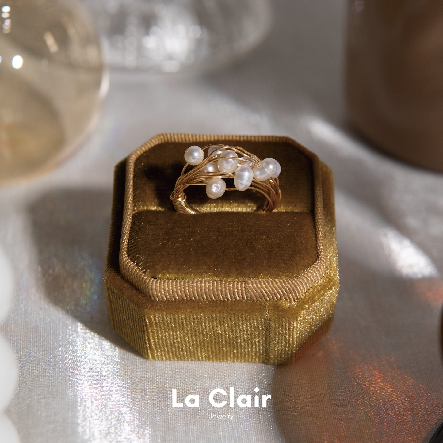 Hand-Woven Wire Ring with Pearl