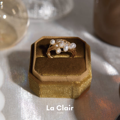 Hand-Woven Wire Ring with Pearl