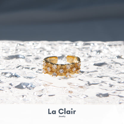 Radiant Elegance Copper Zircon Gold-Plated Open Ring