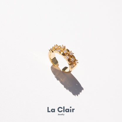 Radiant Elegance Copper Zircon Gold-Plated Open Ring