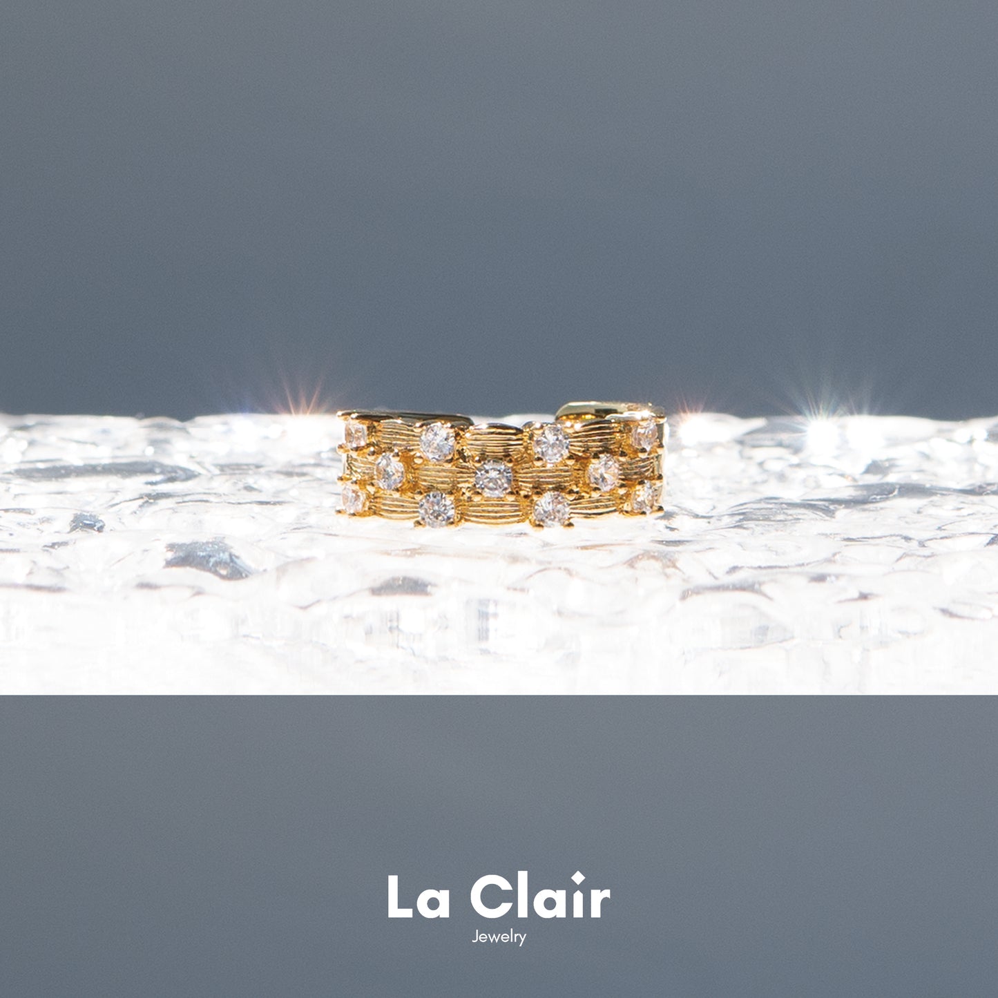 Radiant Elegance Copper Zircon Gold-Plated Open Ring