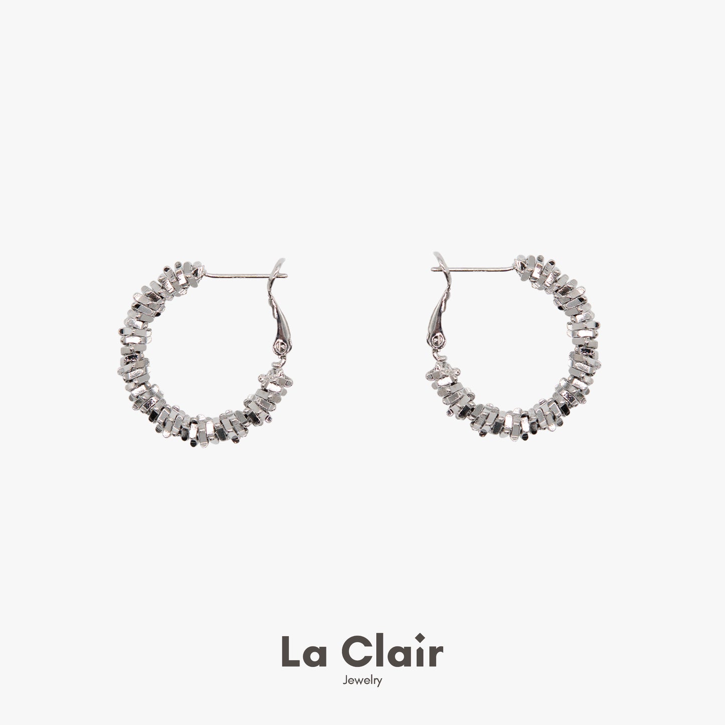 Irregular Silver Granule Cascade Hoop Earrings