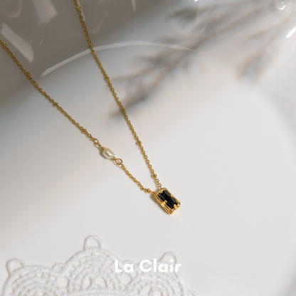Noir Cube and Pearl Pendant