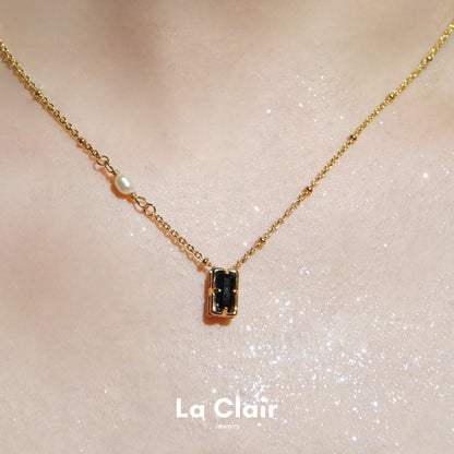 Noir Cube and Pearl Pendant