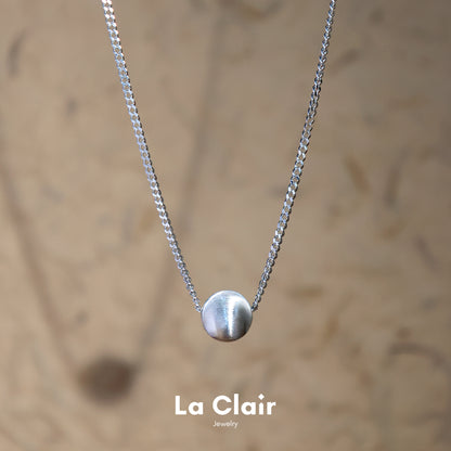 Silver Textured Sphere Pendant Necklace