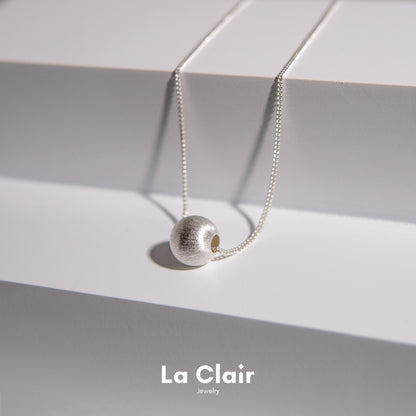 Silver Textured Sphere Pendant Necklace