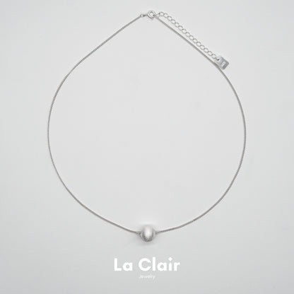 Silver Textured Sphere Pendant Necklace