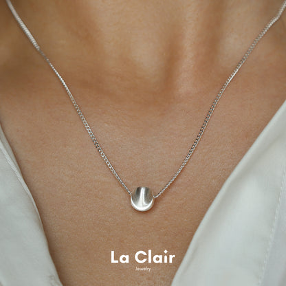 Silver Textured Sphere Pendant Necklace_2