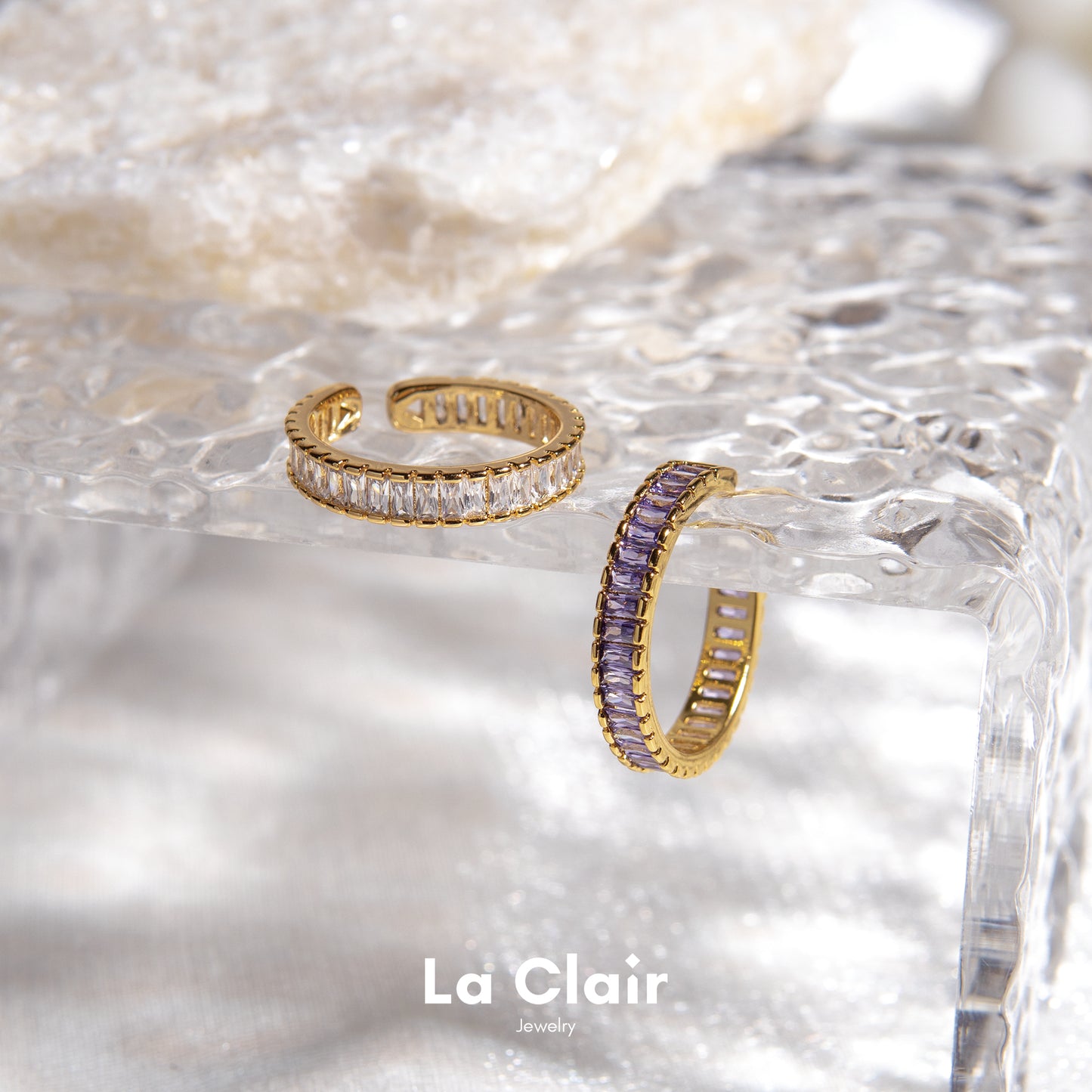 Square Sparkling Zirconia Open Ring