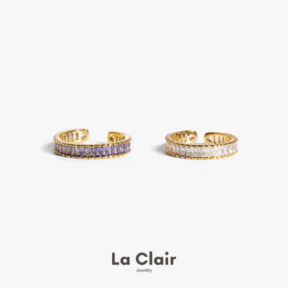 Square Sparkling Zirconia Open Ring