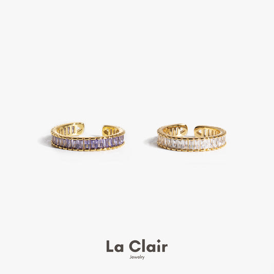 Square Sparkling Zirconia Open Ring