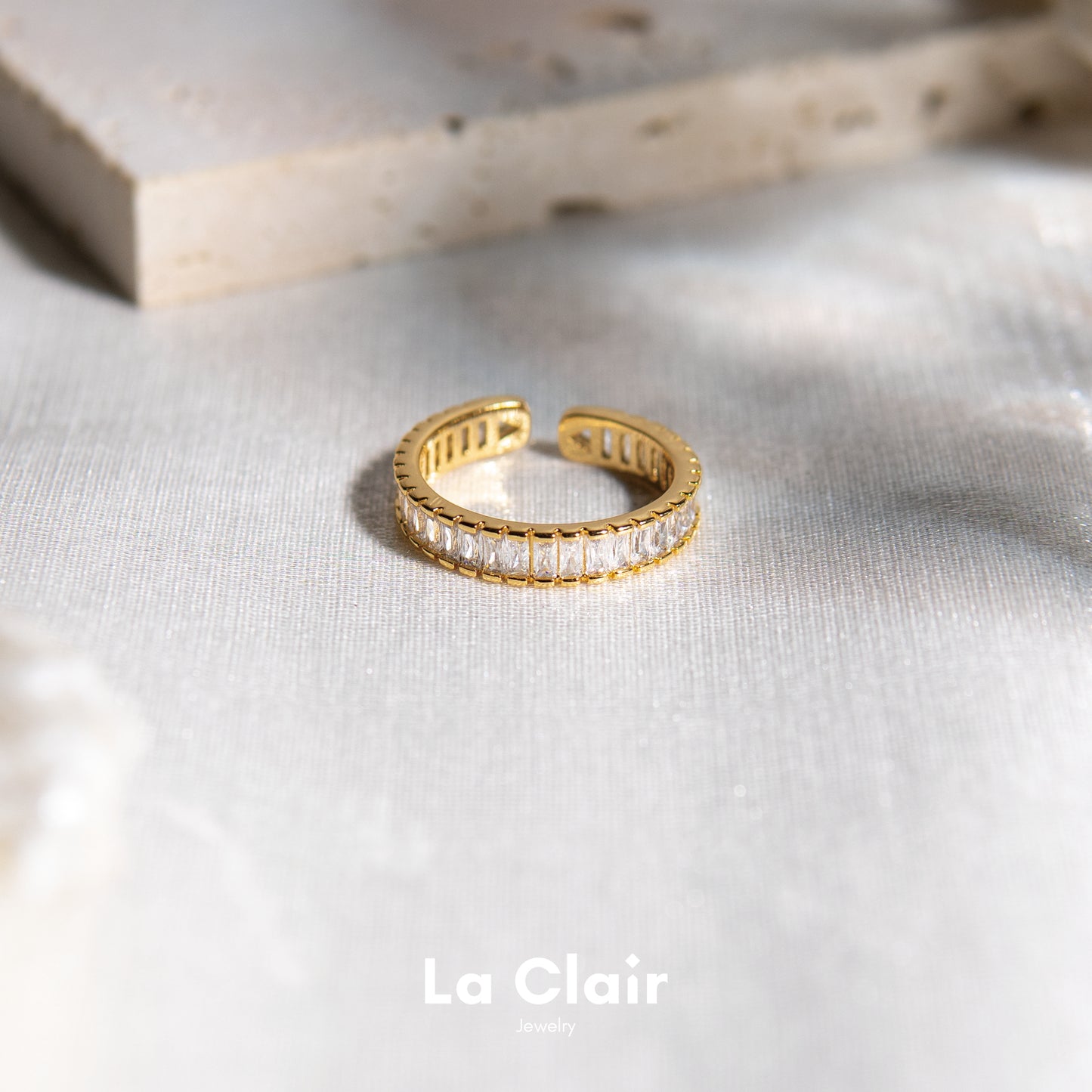 Square Sparkling Zirconia Open Ring