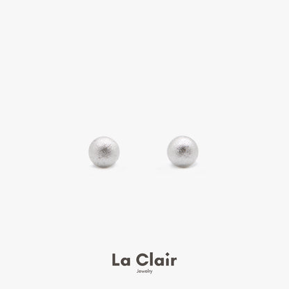 Silver Textured Sphere Earrings