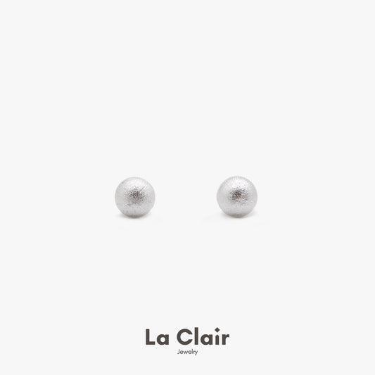 Silver Textured Sphere Earrings