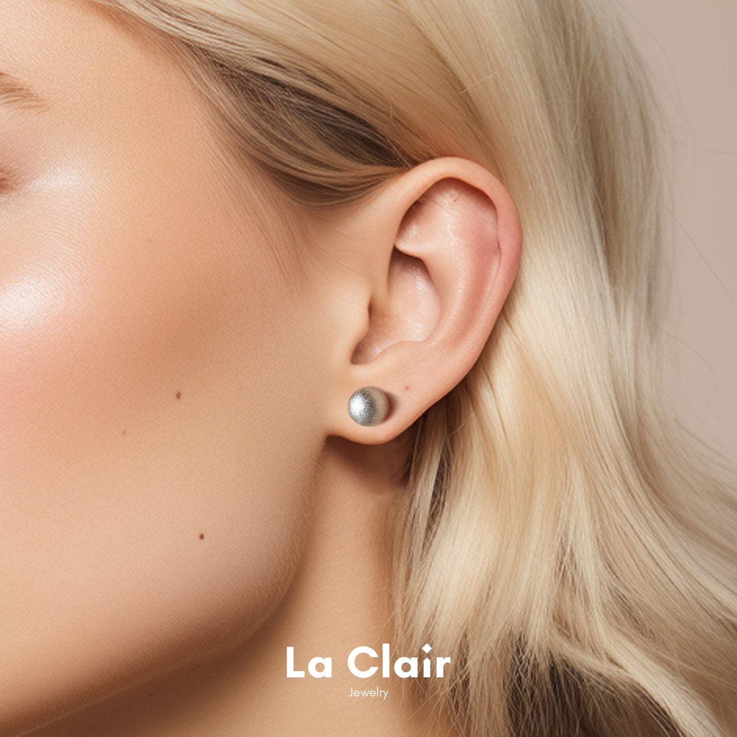 Silver Textured Sphere Earrings