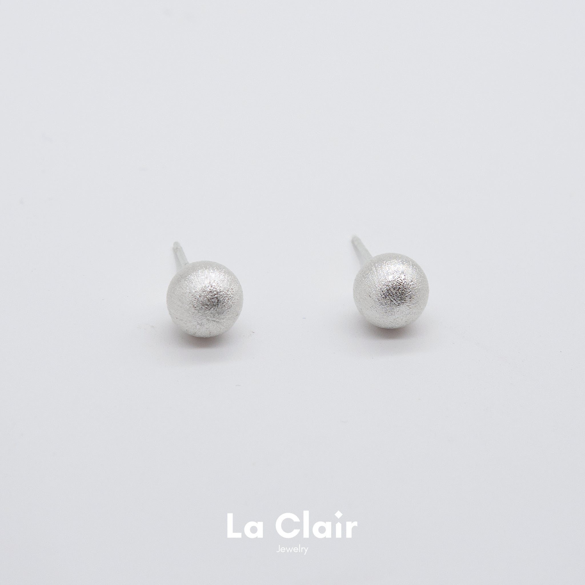 Silver Textured Sphere Earrings