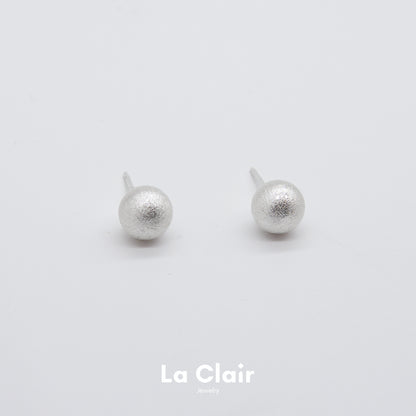 Silver Textured Sphere Earrings