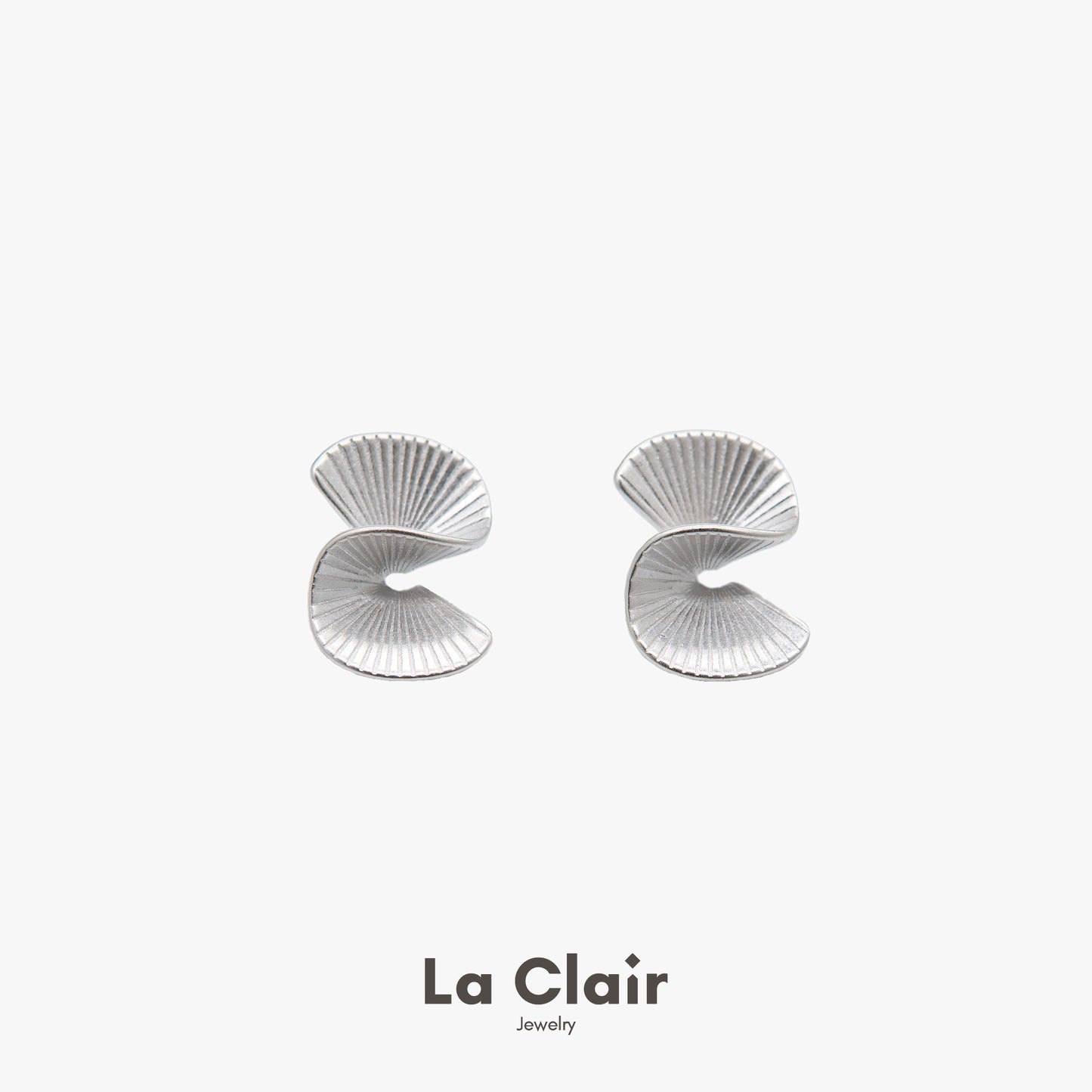 Silver Twisted Fan-Shaped Earrings