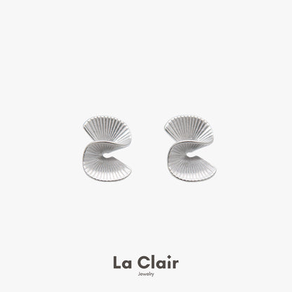 Silver Twisted Fan-Shaped Earrings