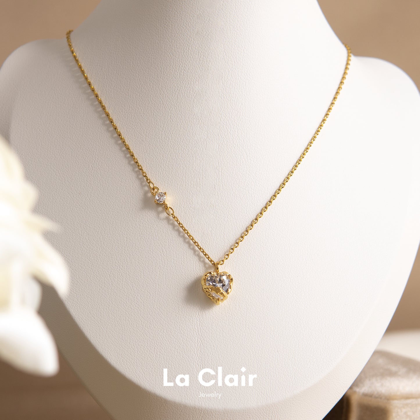 White Zircon Heart Necklace