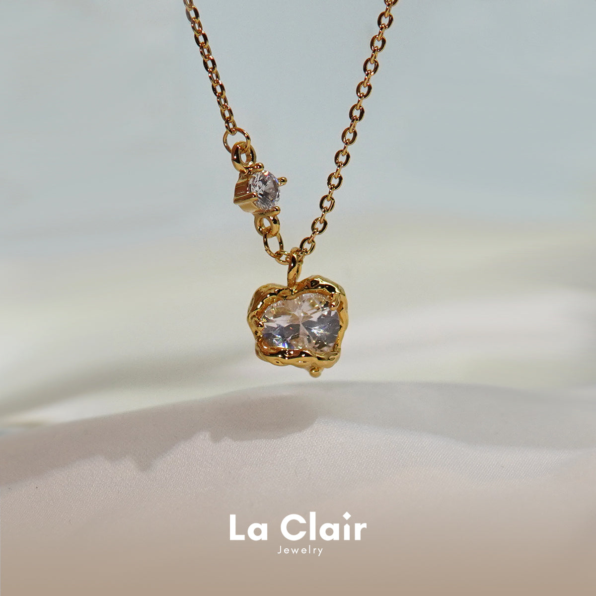 White Zircon Heart Necklace
