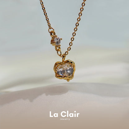 White Zircon Heart Necklace
