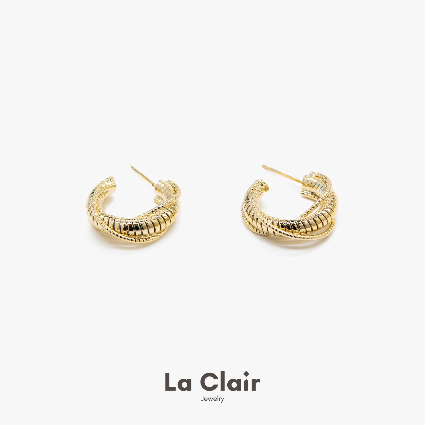 Glamorous Gold Spiral Hoop Earrings