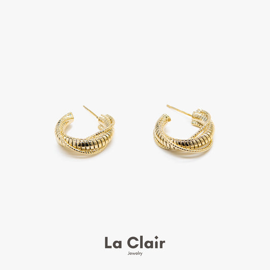 Glamorous Gold Spiral Hoop Earrings