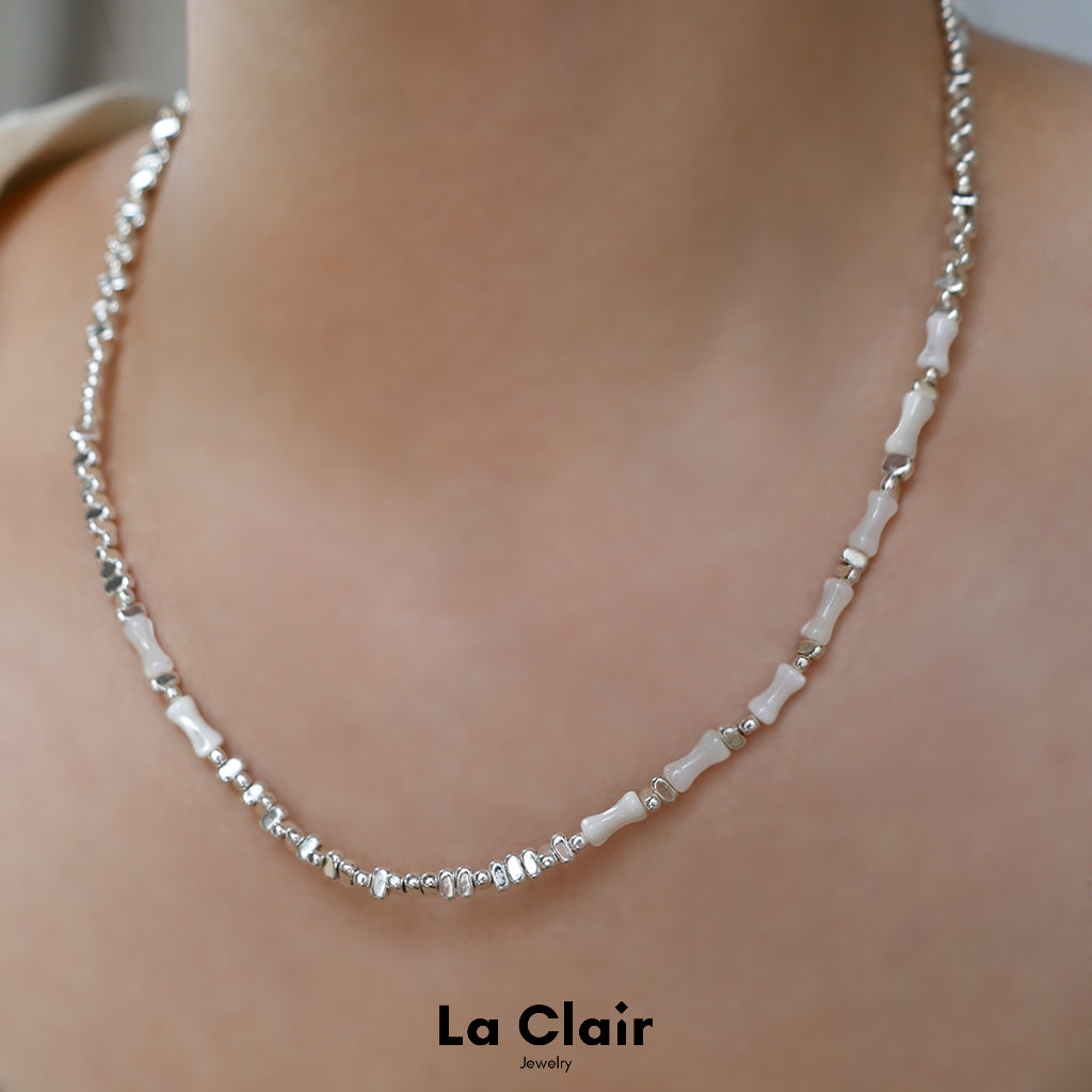 Silver White Bamboo Necklace